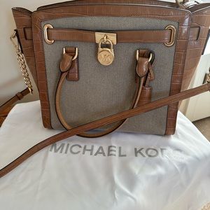 MICHAEL KORS HAMILTON HEMP PICK STITCH SATCHEL